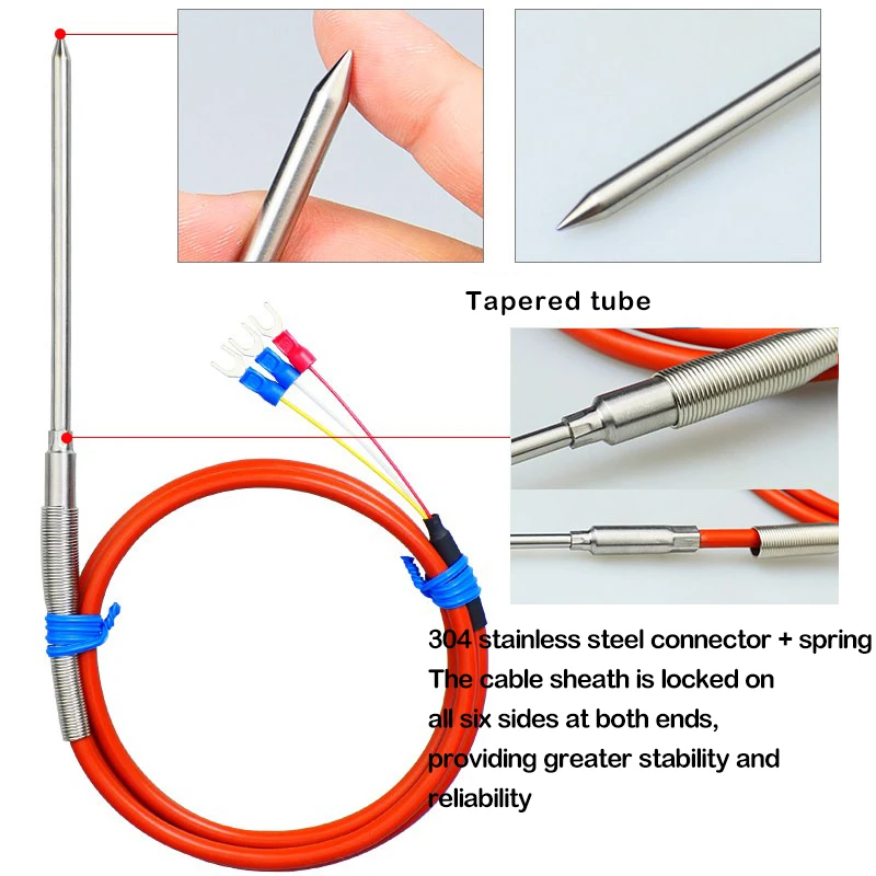 DS18B20 probe - stainless steel insertion needle-type insertion temperature sensor tip diverging tube temperature measurement pr