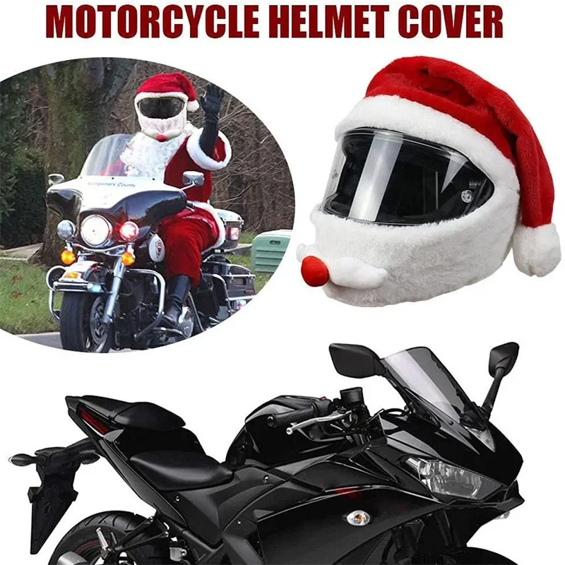 Santa Cycling Helmet Christmas Motorcycle Helmet Cover Full Face Safe Hat Santa Claus Racing Cap Merry Christmas Decoration Gift