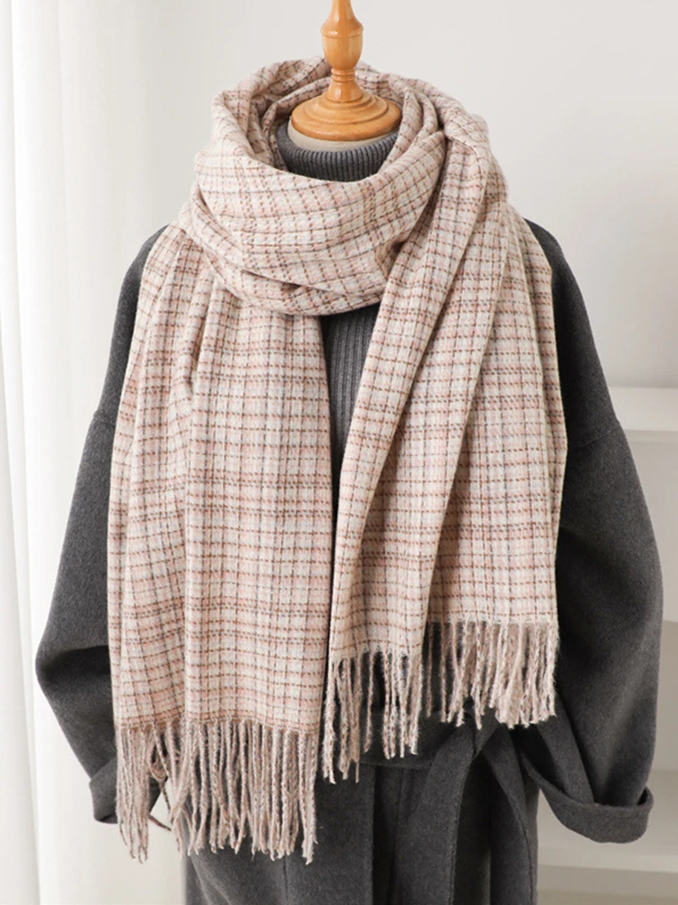 

Женский осенне-зимний милый вязаный шарф, платок для женщин и мужчин, повседневный консервативный маленький клетчатый шарф Mujer, мужская шаль унисекс, новинка