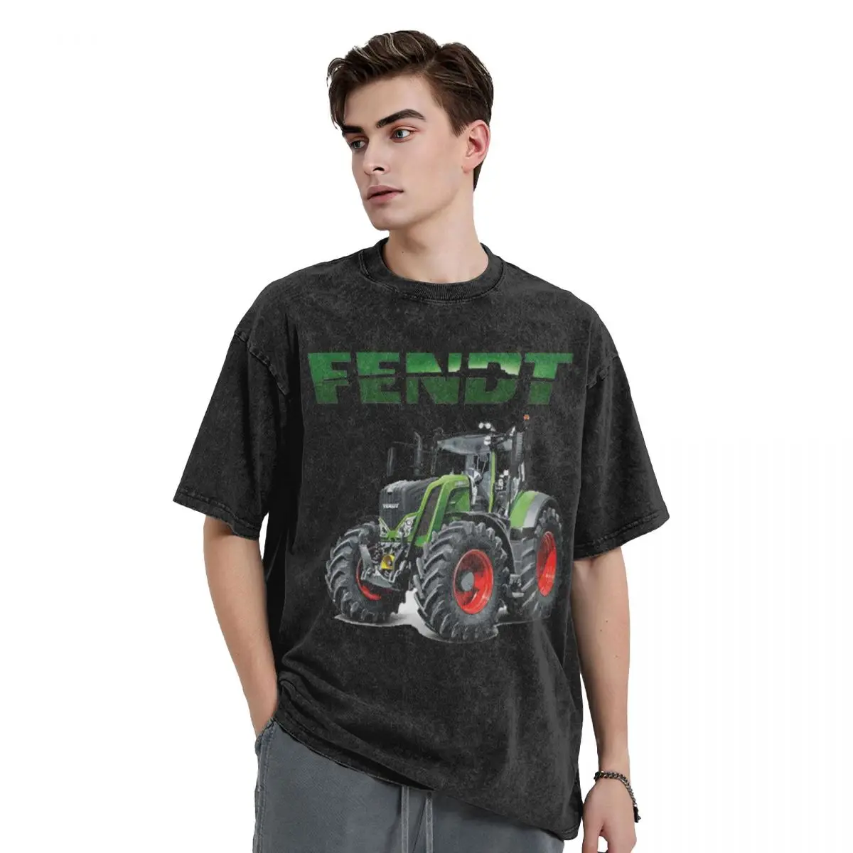 Tractor Fendt Farming Agriculture Washed T Shirt Streetwear Vintage T-Shirt Tees for Men Women 100% Cotton High Street Graphic