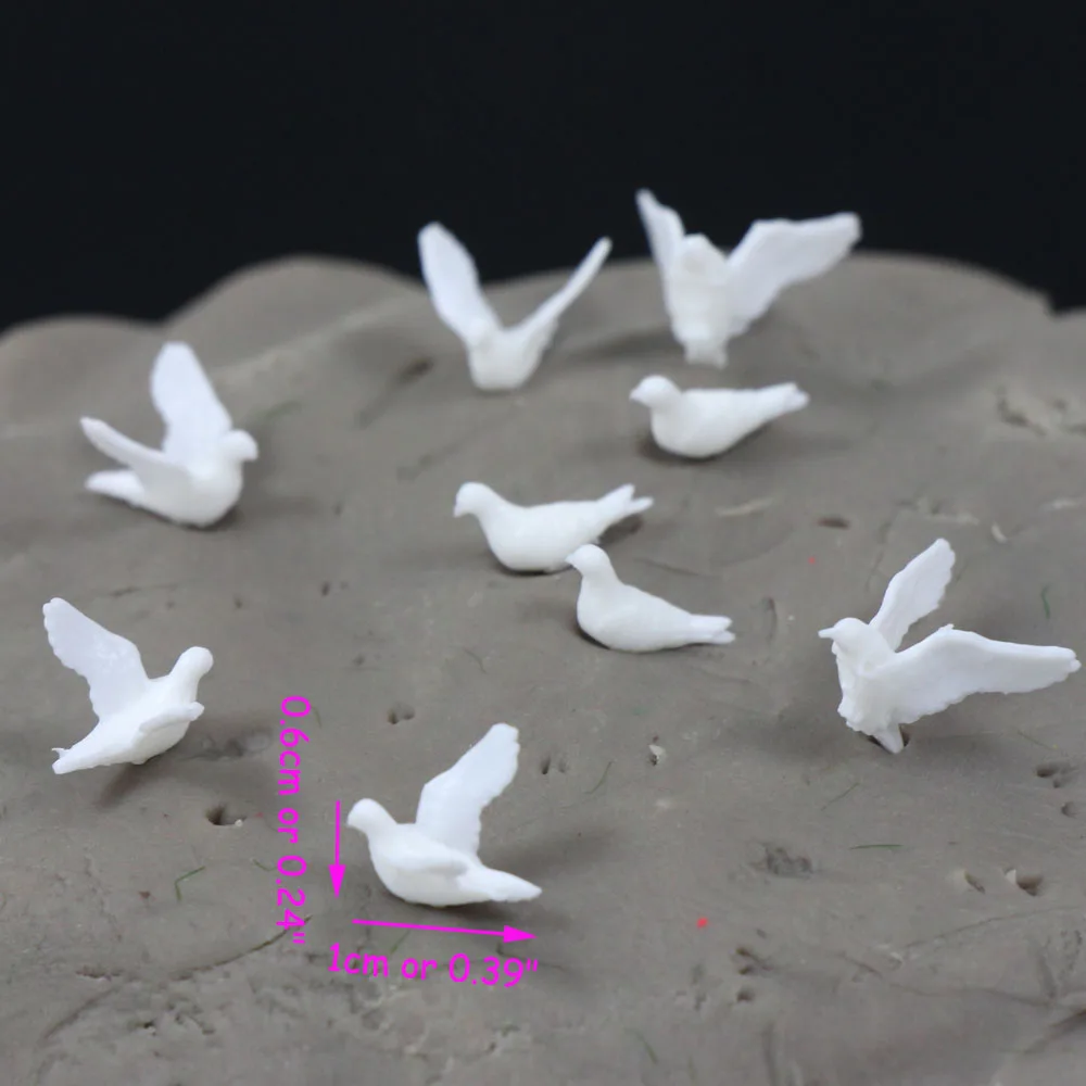 GY26075 24pcs O Scale 1:43 Plastic Small Toy Pigeon Dove Bird of Peace for Model Park Garden