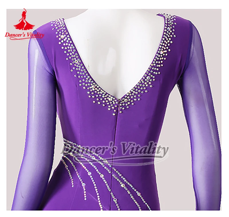 블랙 레드 퍼플 선택할 수있는 세 가지 색상 볼룸 댄스 전문 연습 의류 왈츠 탱고 훈련 수업 착용 맞춤형