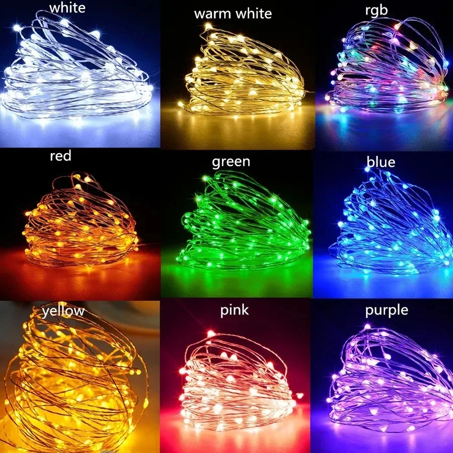 5M 10M Copper Wire LED String Lights Holiday Lighting Fairy Garland for Christmas Tree New Years Wedding Party Decoration