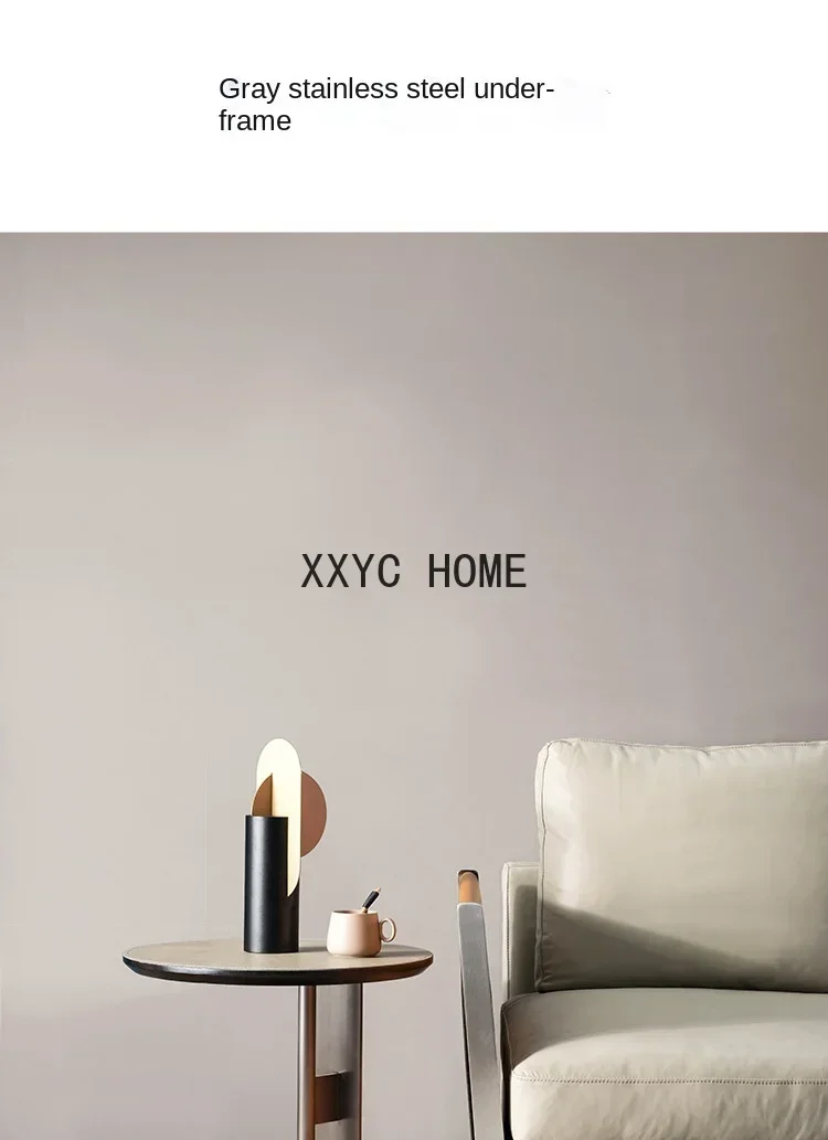 Table d'Appoint Ronde Minimaliste Italienne en Cuir, Petite Table Basse Créative, Mobilier de Styliste Moderne