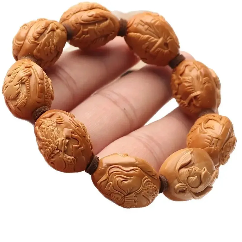 20 مللي متر الجوز على الوجهين تنقش ثمانية كنوز الذهبي جمع الحظ الزيتون هو يده