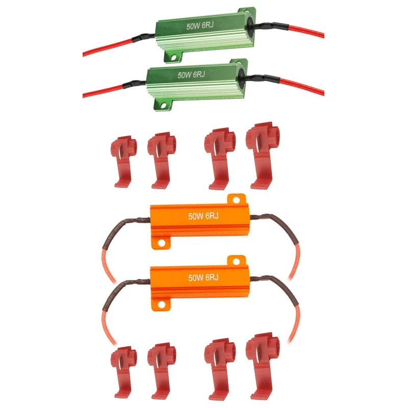 2 шт., 50 Вт, 6 Ом, 6RJ, светодиодные нагрузочные резисторы, фиксация светодиодной лампы, быстрая гипервспышка для светодиодного