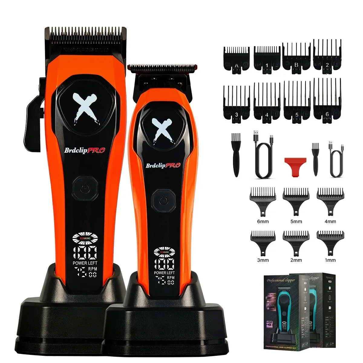 BRDCLIP Haartrimmer Oplaadbaar Kappers Verstelbaar Haarknipmachine Draadloos LED-display Trimmerset BRD-619 BRD-339