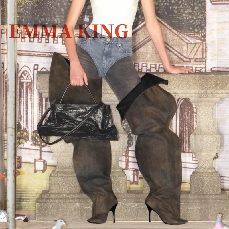 

Сапоги до бедра, осенне-зимние высокие сапоги, высокие сапоги до бедра из лакированной кожи, сапоги выше колена на шпильке, размеры 35–45