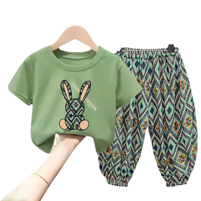 Summer Children Clothing Sets Boy Girl Mother Kids Clothes Suit Cotton Top T-shirt Short Sleeves Trousers 2pcs Baby Girl Clothes