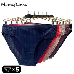 Moonflame 5 pcs/lots Sexy Lace Briefs Women Cotton Underwear Lingerie Women's Underpants Ladies Panties