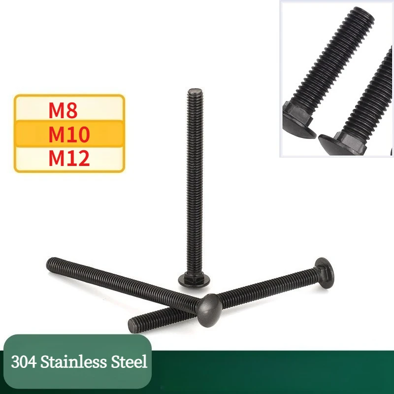 Carriage Bolt 304 Stainless Steel Round Head Square Neck Screw M8 M10 M12 Length 12~100mm