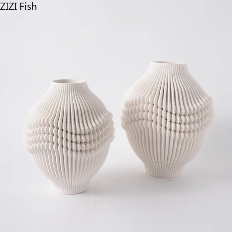 Wrinkled Art Ceramic Vase Ornament Flower Arrangement Hydroponic Vases Decorative Vase Flowers Vessels Dried Flower Vases Crafts