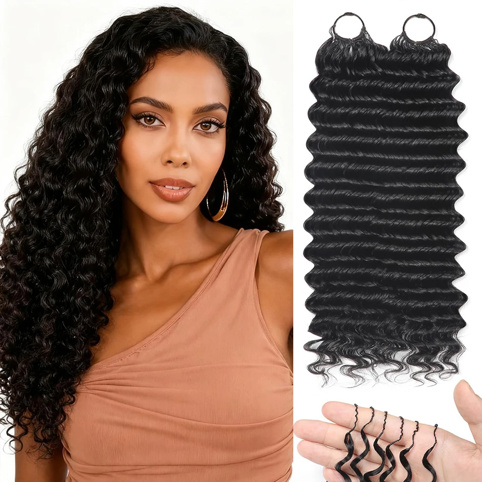 

100% Malaysia Deep Wave Crochet Human Hair Braid Bundles 50G 100G Pre-Separated Knotless Invisible Curly Feather Crochet Hair