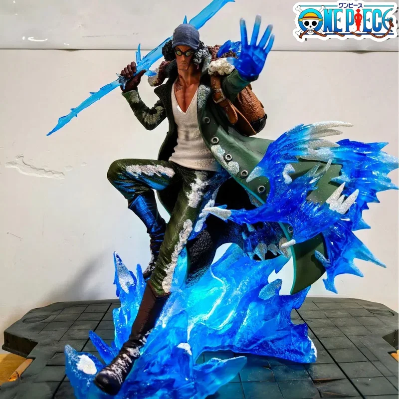 Aokiji Kuzan Action Figurine 30cm One Piece Anime Figure Gk Pvc 2 Heads 2 Hands Statue Model Collection Room Decoration Toy Gifs