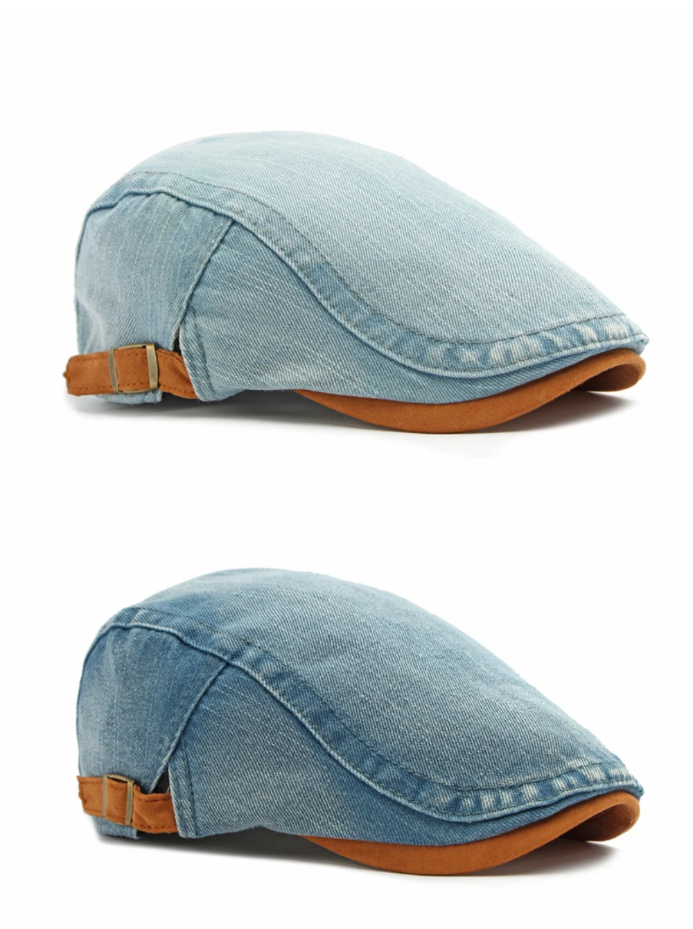 HT5106 Baskenmützen für Herren und Damen, Vintage Künstler-Mütze, Verstellbare Ivy-Flatcap für Frühling und Herbst, Denim-Baskenmützen – Detail 6