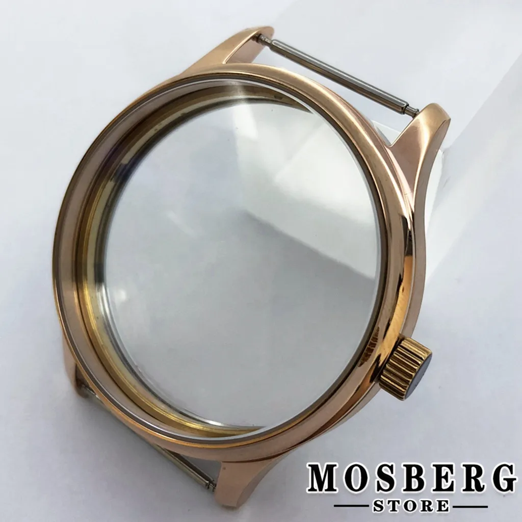 44mm Uhr Fall Rose Gold Silber Solide Edelstahl Für ETA 6498 6497 Sea Gull ST3600 Bewegung Uhren Zubehör teile