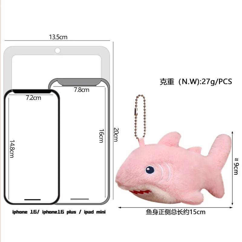 Leuke 15 cm leuke haai hanger knuffels cartoon simulatie zeedieren kleine haai pluche pop rugzak decor sleutelhanger cadeau