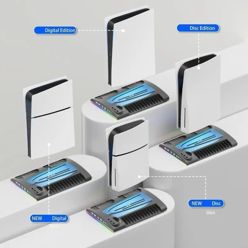 

Multifunctional Stand Base with Color Lights Innovative Stand Base Consoles Cooling Dock Game Spare Part for P5 & P5