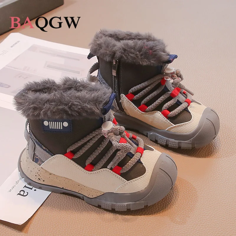 

Детские зимние ботинки из искусственной кожи, трендовые модные детские плюшевые ботинки 2021, зимние теплые хлопковые ботинки из искусственного меха для мальчиков и девочек