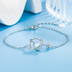 s925 Sterling Silver Shiny Star Crystal Women's Hand Bracelets Vintage Luxury Jewelry Accessories Jewellery