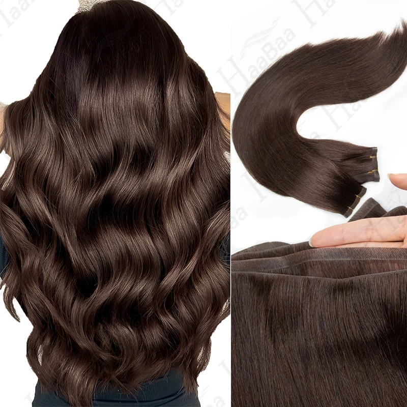 

Long Invisible Tape Weft Human Hair Extensions PU Skin Flat Weft Hair Bundles 100g Sew In Micro Links Hair