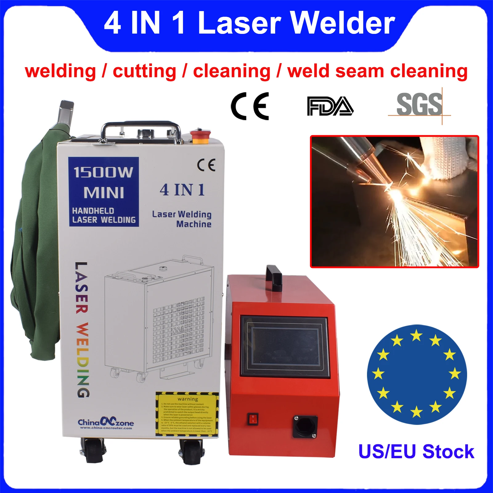 1500W Fiber Laser Welding Machine Handheld 4 in 1 Welding Cleaning Cutting Soldering Machine Portable CNC Welder for Metal