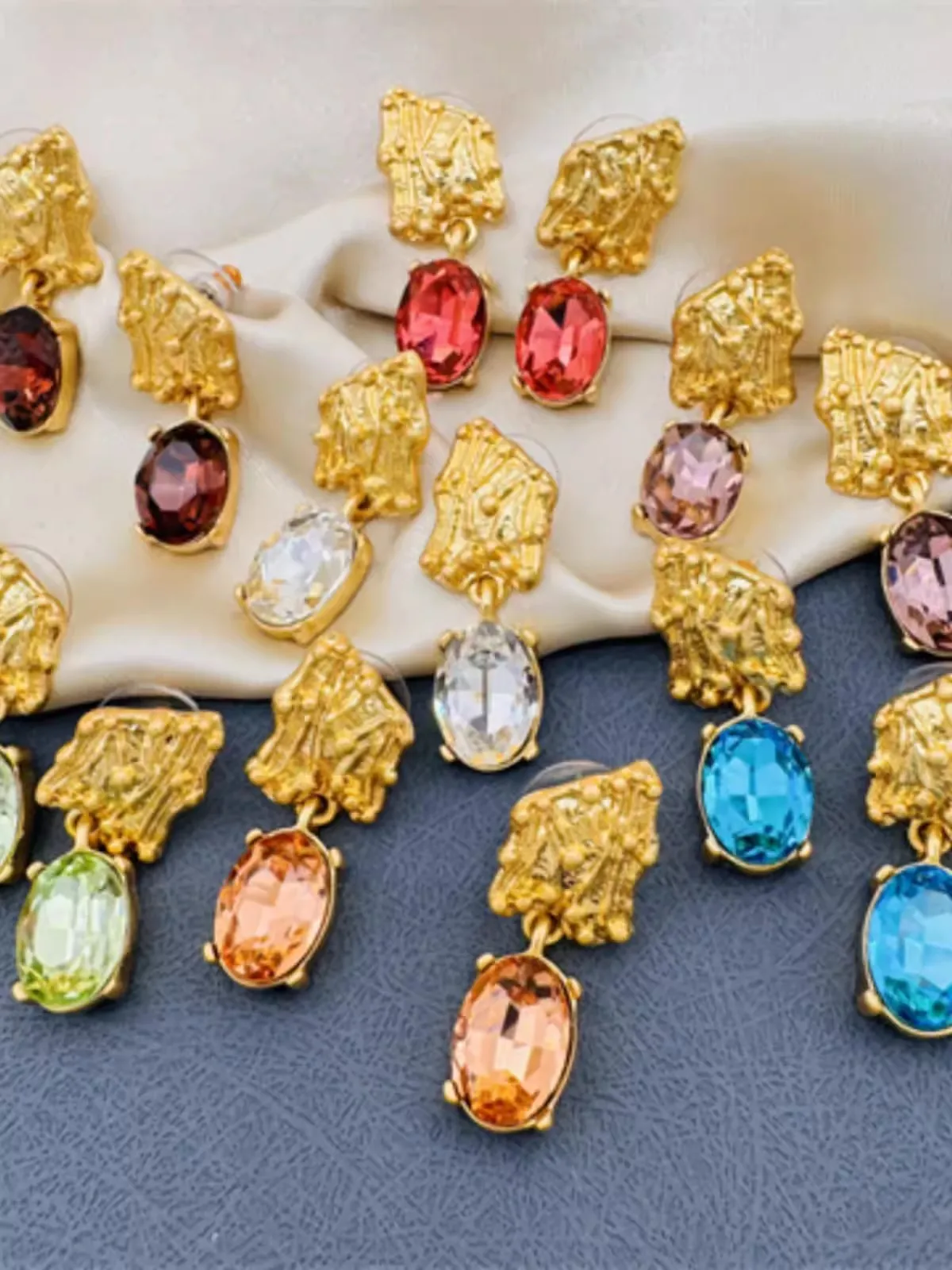 Oscar European And American Style Retro To Do Old Crystal Fashion Temperament Niche Earring Girl