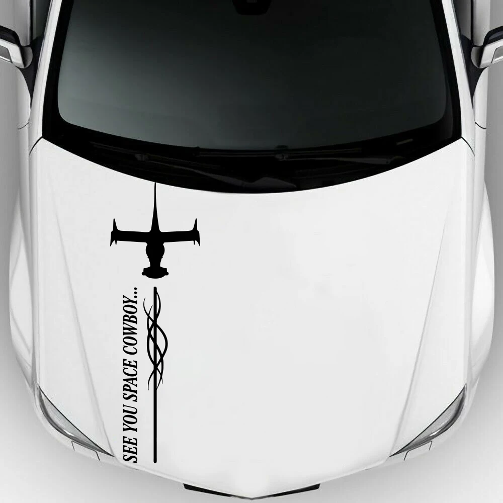 Cartoon Swordfish See You Space Cowboy Hood Car Sticker Anime Manga Inspirational Quote Door Auto Vehicle Decal Vinyl Decor