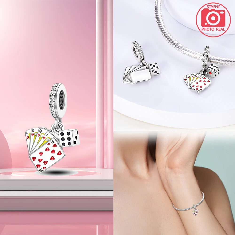 Poker Pendant Silver Plated Fit Pandora Charms Silver Plated Original Bracelet for Jewelry Making