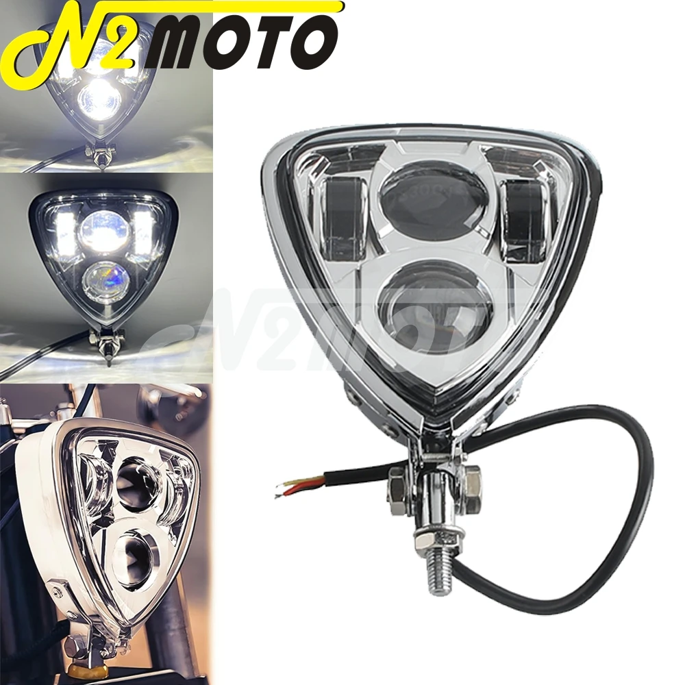 

Ретро треугольные фары для мотоцикла, универсальные головные фонари для кафе Racer, Hi/Lo Beam для Harley Honda Chopper Cruisers Bobber Custom