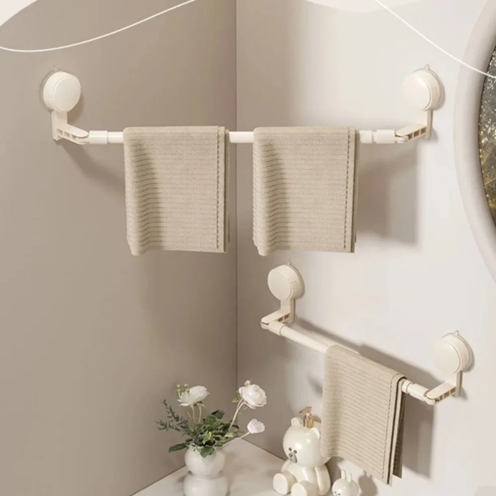 

Portable Suction Cup Wall Towel Rack Traceless Single Rod Towel Holder Self-adhesive Retractable Storage Shelf Kitchen Bathroom