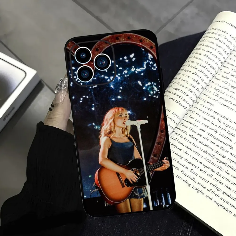 Singer Sabrina Carpenter Phone Case iphone13 12 11 14 15 Pro Max XS Max XR X 14 15Plus Black Silicone Soft  Cover