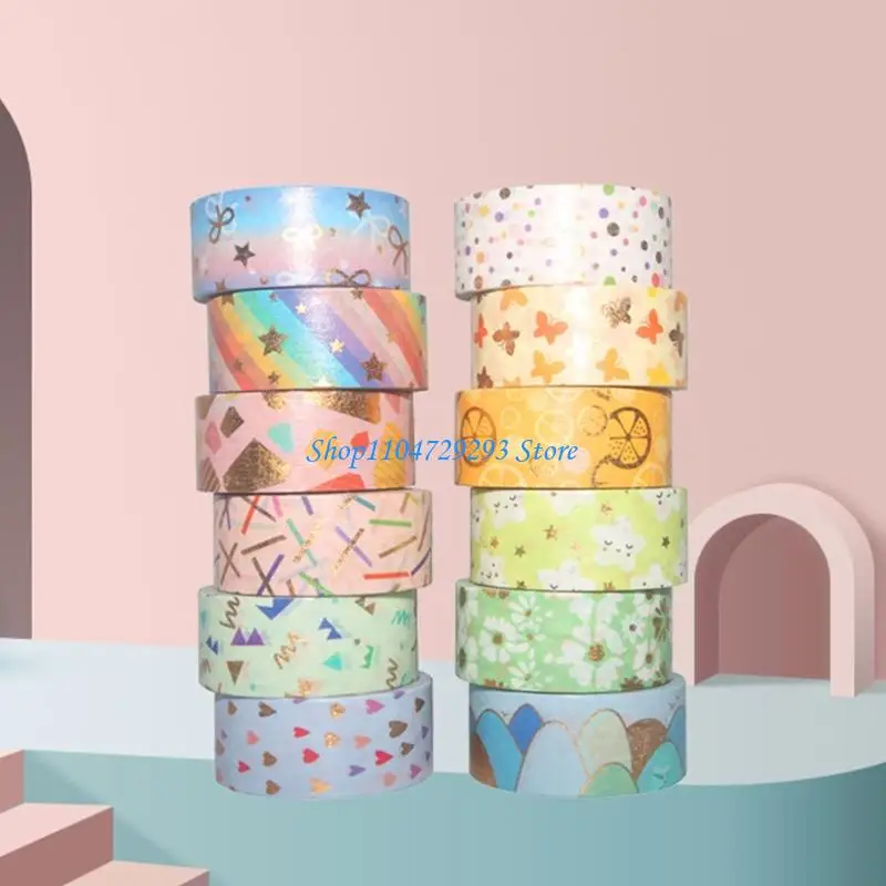 Y2GD 6 لفات شريط لاصق لاصق مزخرف لصناعة بطاقات قصاصات المجلات #3