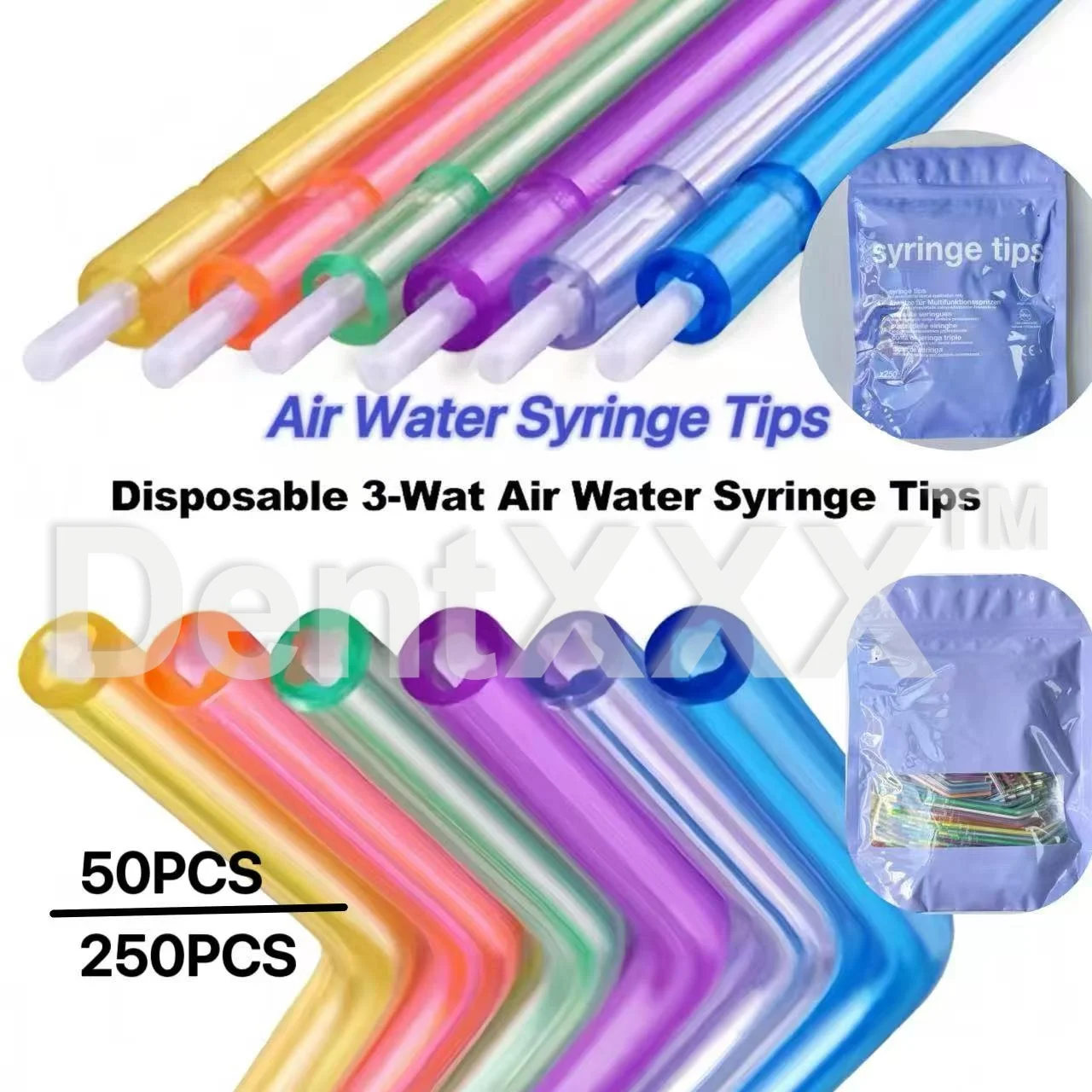 

50/250 шт. пластиковых тонких трубок, одноразовые 3-ходовые насадки для воздуха и воды для очистки