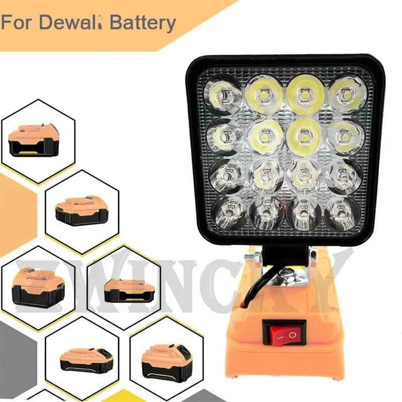Cordless Outdoor Lamp 3 inch Portable LED Work Light For Dewlt 14.4V-20V Battery Flashlight Camping Lamp Emergency Lighting