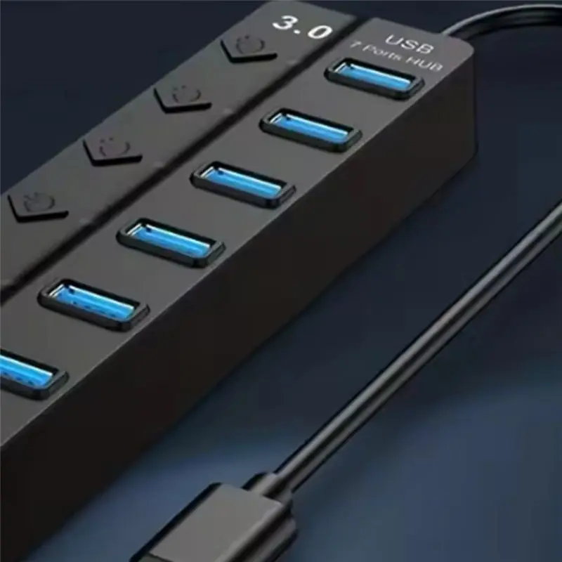 A42Z-7-Port USB 3.0 Hub With LED Indicator Independent Switch Control For Laptop Flash Drive Hard Disk Camera Keyboard