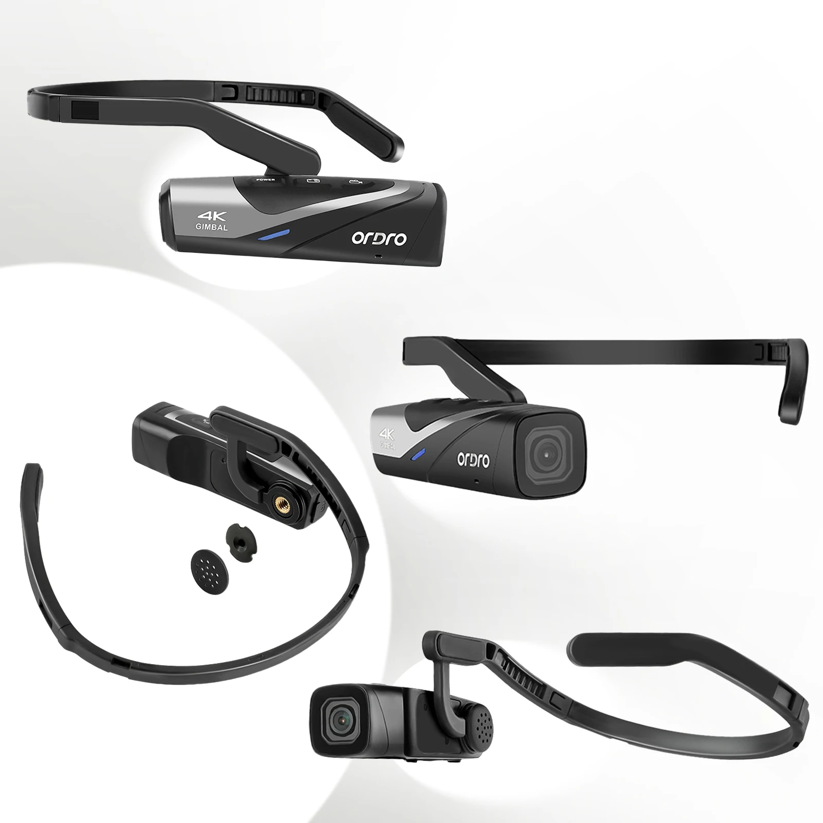 4K Wearable Vlog Camera Hands-Free Head-Mounted 60FPS UHD Gimbal Stabilizer Fast Charger Remote Control