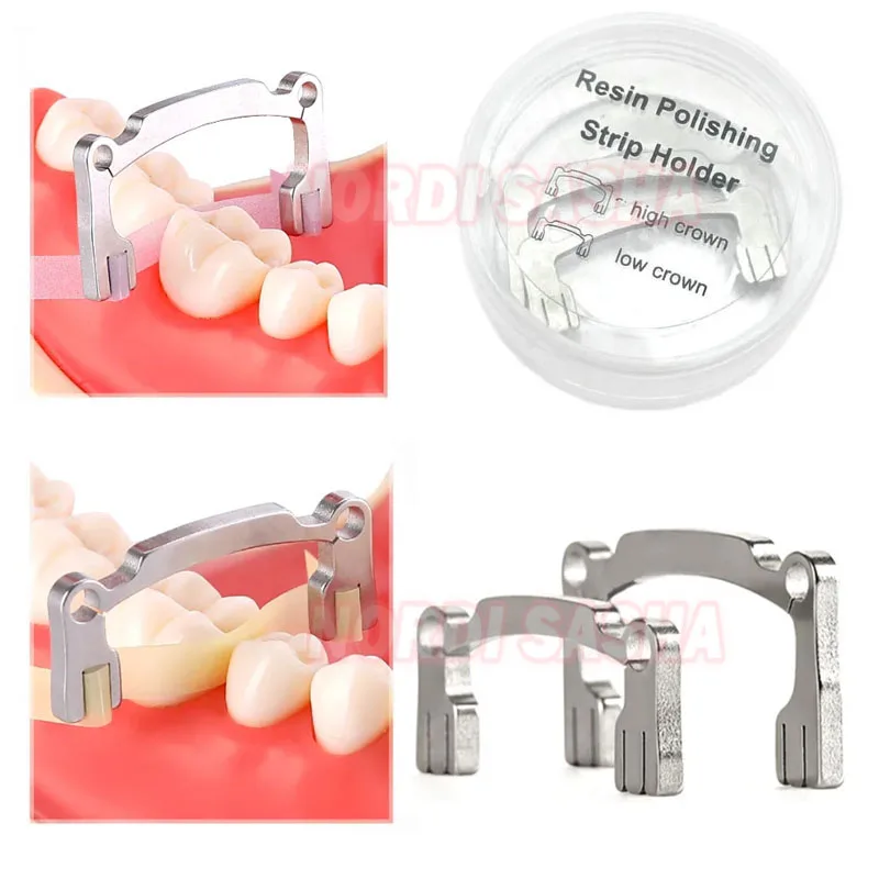 

2Pcs/Box Dental Polishing Strip Holder Set Metal Hand Held Finishing Dentist Oral Cavi Tool For Resin Teeth Grinding