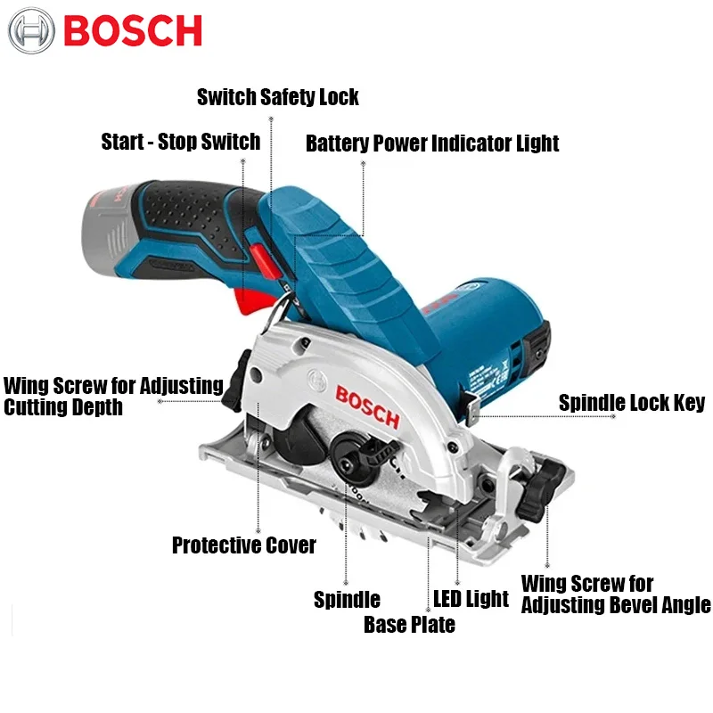 BOSCH GKS 12V-LI Electric Circular Saw Professional Multifunctional Rechargeable Cordless Woodworking Cutting Saw Household view 2