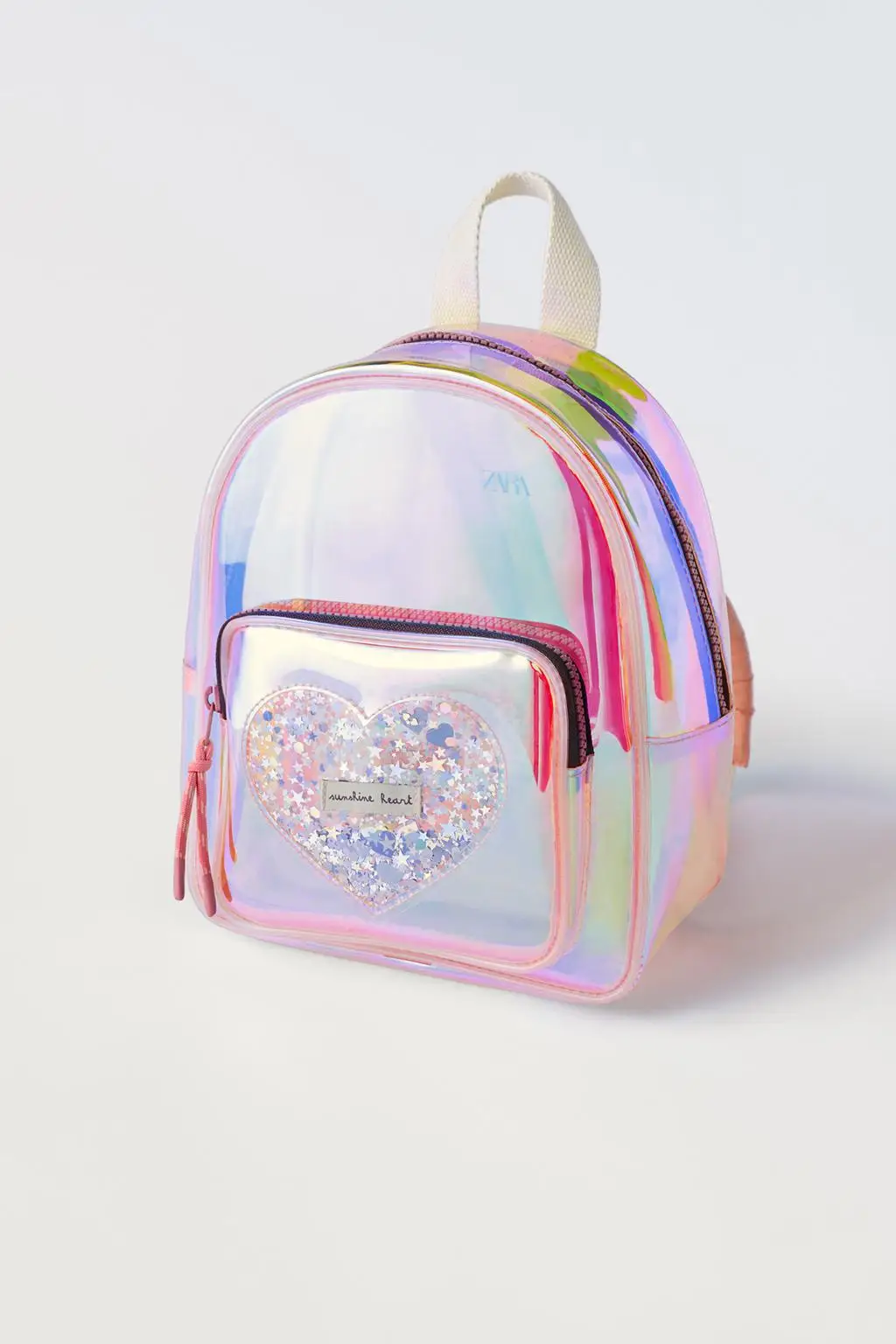 Cute Rainbow Pink Love Backpack para crianças, saco colorido de material transparente TPU para meninas, sacos escolares para crianças