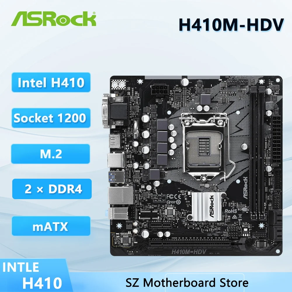 Placa-Mãe ASRock H410M-HDV LGA 1200 DDR4 Micro ATX