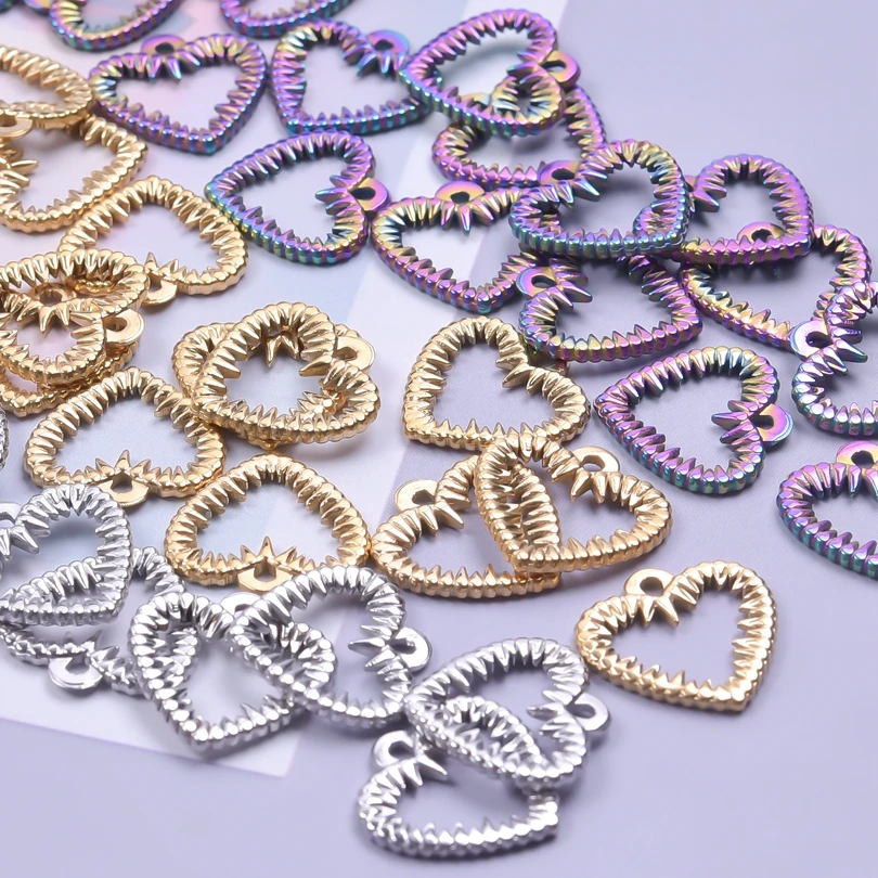 6pcs Y2k Accessories Thorn Heart Bulk Charm For Jewelry Making Bulk Stainless Steel Charm Pendant DIY Titanium Material Breloque image 3