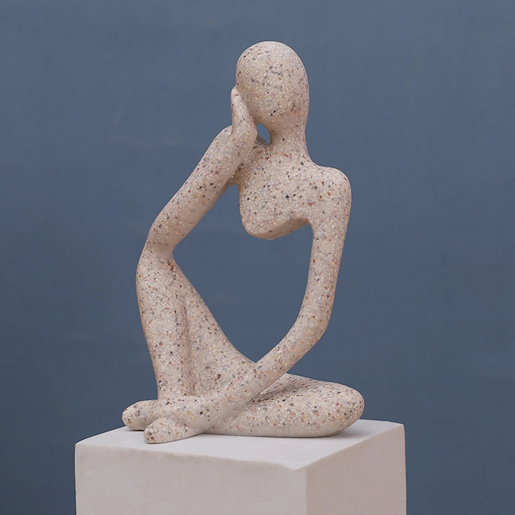 

3 Pcs Character Ornament Thinker Statue Decor Decorations Sculpture Modern Living Room Office Resin Desk