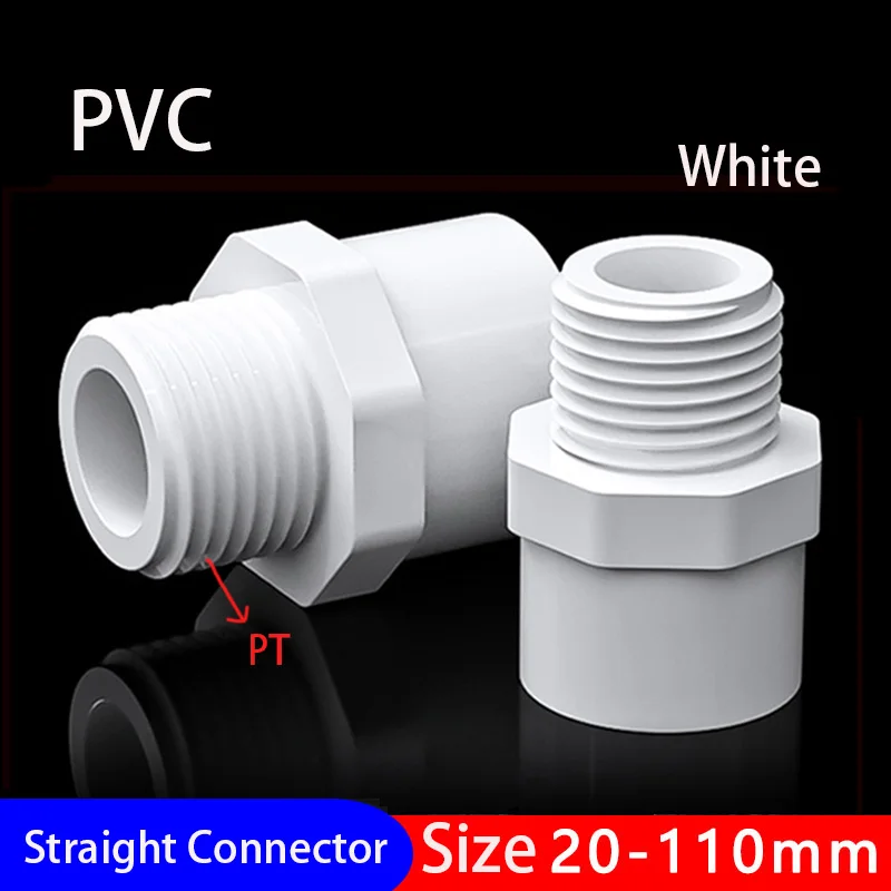 

1pcs White PVC Connectors 1/2" to 4'' PVC Pipe Thread Fittings Water Supply Tube Joint Garden Irrigation Pipe Fittings