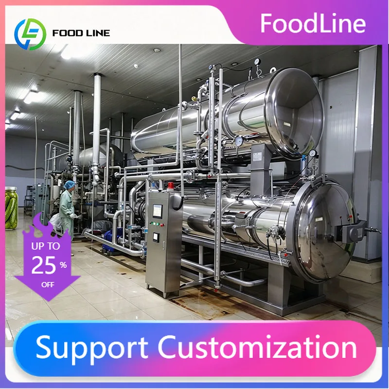 Full Immersion Water Bath Retort for Bottled Sauces Tomato Puree Gravy and Cooking Condiments Customized
