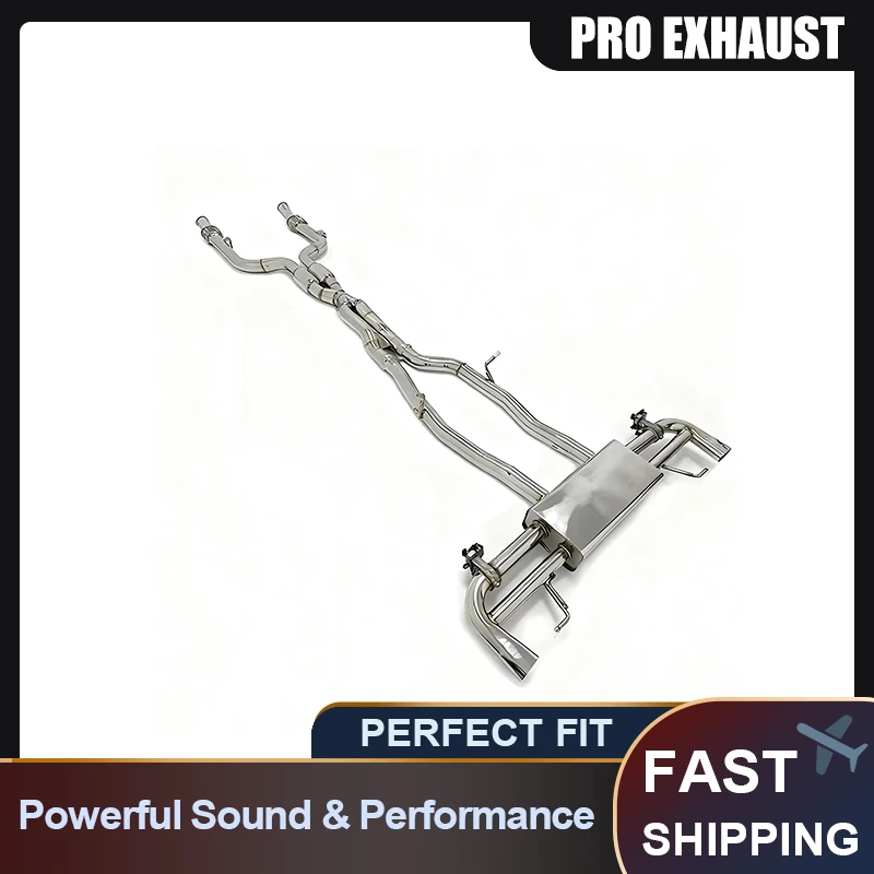 

PRO SS304 Mid-Tail Exhaust Section for Mercedes-AMG GLC63 4.0T Dual-Side Quad-Exit Downpipe with Valves No Tips
