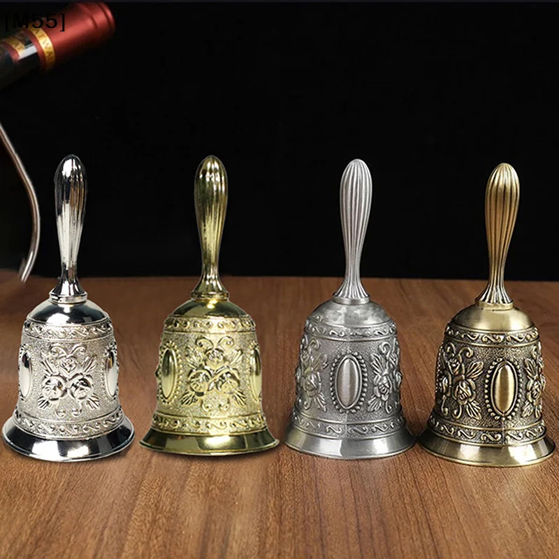 Retro Metalen  Hand Bel Metalen School Diner Shoptea Bell Hand Held Craft Bruiloft Decoratie Alarm School Kerk Klaslokaal[M55]