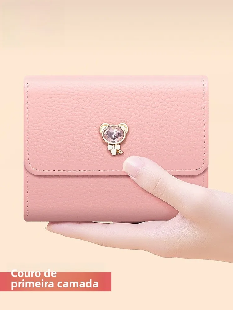 kangaroo-ladies-leather-wallet-soft-cowhide-fashionable-pink-coin-purse-card-holder-women's-handbag-sweet-lady-style