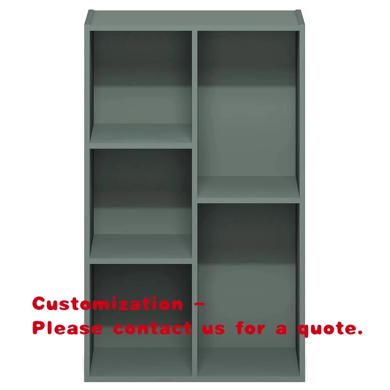 custom.Multi-Functional 5-Cubby White Bookcase, 2+3 Grid Freestanding Shelf, Practical Organizer Home Office, Study & Entryw