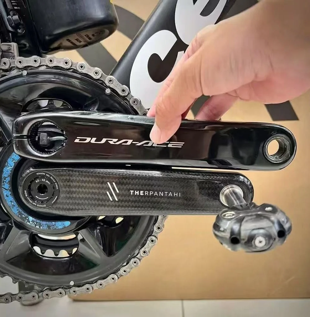 Rennrad-Kurbelgarnitur aus Kohlefaser 165/167,5/170/172,5mm Faltbare Fahrradkurbel BCD 110 Titanlegierung Achse 24mm Für Shimano Kurbeln – Detail 3